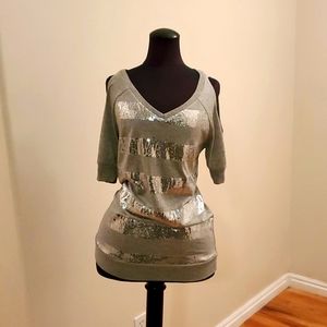 Daytrip by Buckle sequined cold shoulder top